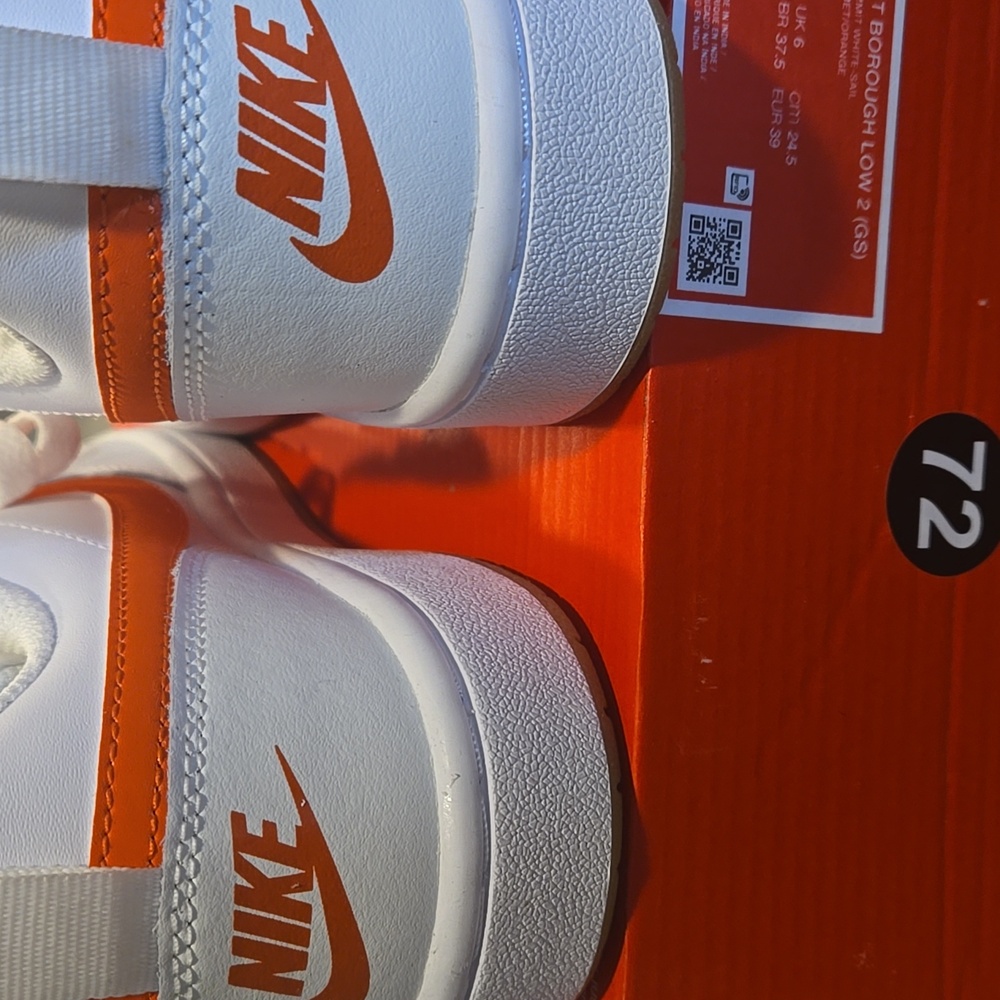Nike Court Burough Low 2(GS)  Orange Swoosh 6.5 Youth/womens 8 BRAND NEW - Picture 2 of 12